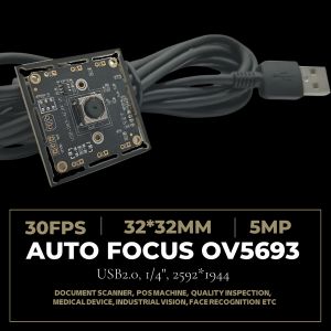 5MP Auto focus High Speed USB2.0 Webcam, USB Camera Module with 1/4” OV5693 Sensor, Non-Distortion Lens, Support 2592*1944, 6 LED, Widely Used in Security Monitoring, Industrial Equipment, Driving Recorders