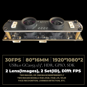 2MP+2MP 3D video Dual Lens USB2.0 Stereo Camera Module with1280*2*960 Sensor, IR Image+RGB Image, two different ID, 30FPS UVC Binocular 3D Camera Board