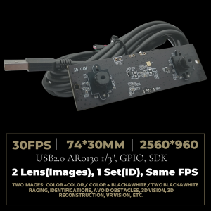 1.3MP Frame-Rate-Synchronized 960p 3D video Double Lens USB2.0 webcam module with1280*2*960 IR+RGB, 30FPS UVC Binocular VR camera Board