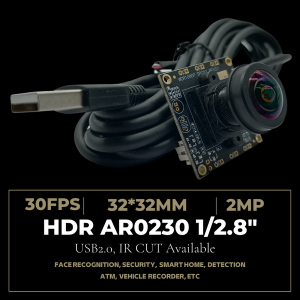 2MP Video camera board with 1/2.7″AR0230 sensor, HDR 1080P Face Recognition Camera Module USB for strong back light application