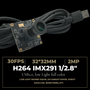 2MP 1080P Low Light Low Distortion USB Camera Module with 1/2.8″ CMOS IMX291 UVC USB2.0 Webcam Board with 1.5M Cable for industrial machine vision