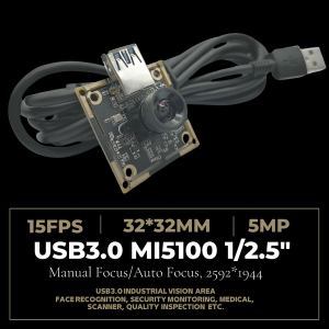 5MP USB Camera Module USB 3.0 Webcam with 1/2.5″MI5100 Sensor, Supported 2592*1944/1080P 30FPS, Camera board USB with wide angle lens for PC camera