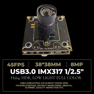 4K 8MP USB3.0 Camera Module with 1/2.5″IMX317 Image Sensor, 3840*2160 Webcam Board Module for Pro Streaming/Online Teaching/Video Calling/Zoom/Skype